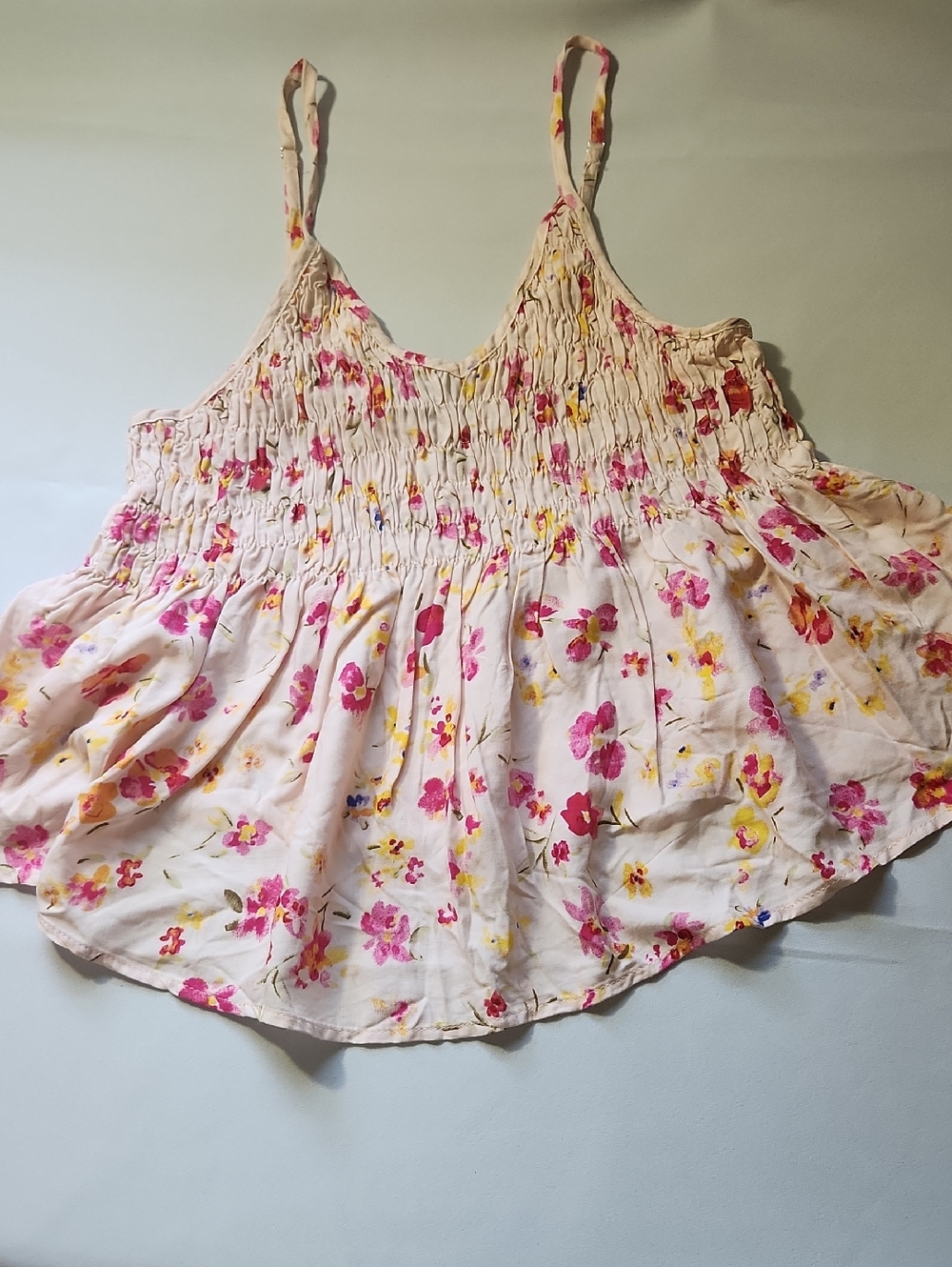 Kendall & Kylie Pink Floral Smocked Camisole